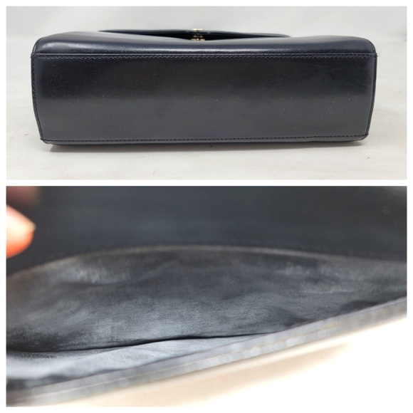 Vintage Givenchy Top Handle Kelly Black Leather Medium Tote Hand Bag Authentic - Picture 10 of 13